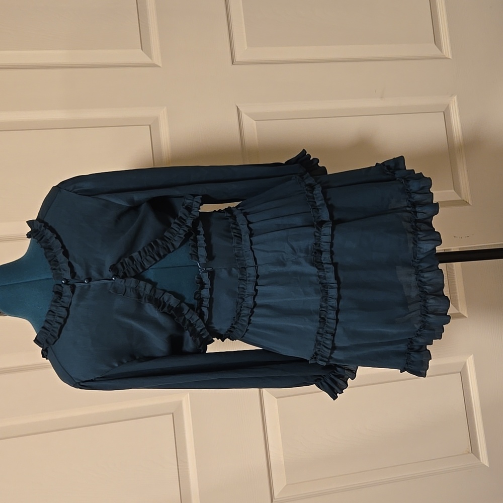 Teal Ruffle Dress - Picture 4 of 5